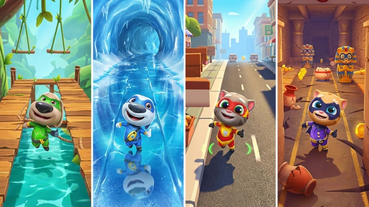 Talking Tom Hero Dash: Super Ben,Super Hank,Super Tom,Super Ginger (Android/iOS) Gameplay