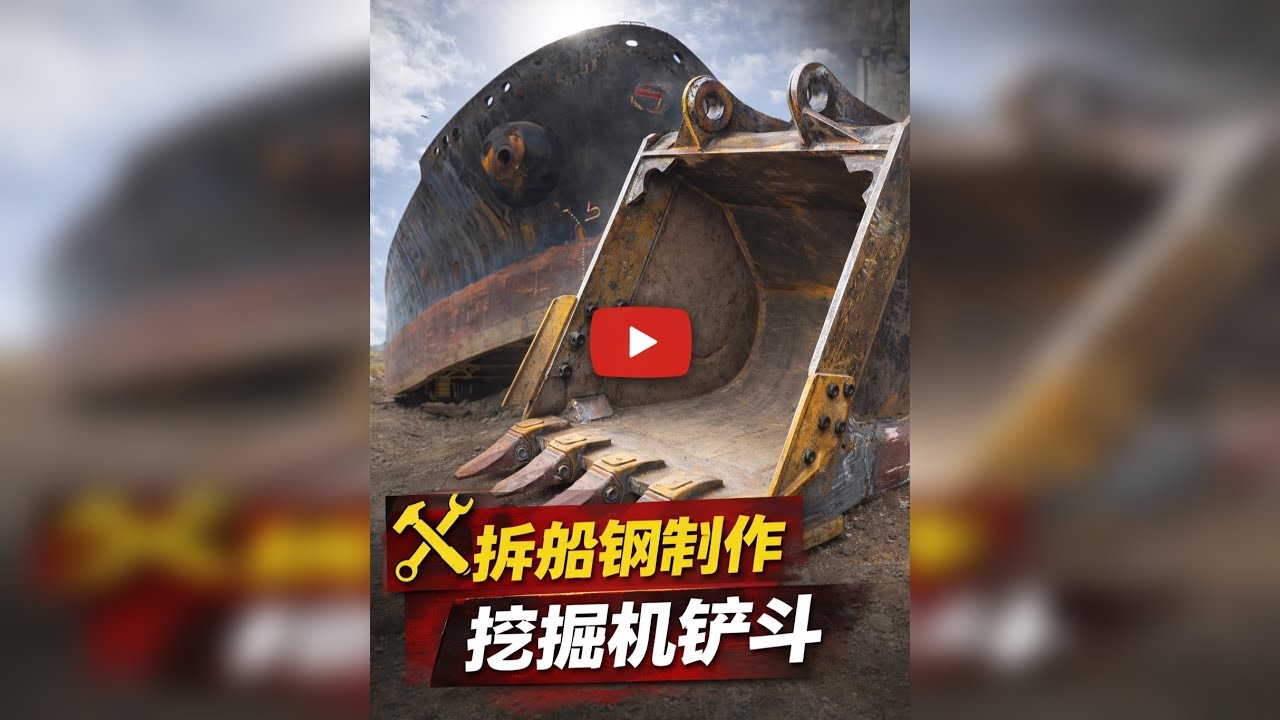 老巴：用拆船钢制作挖掘机铲斗