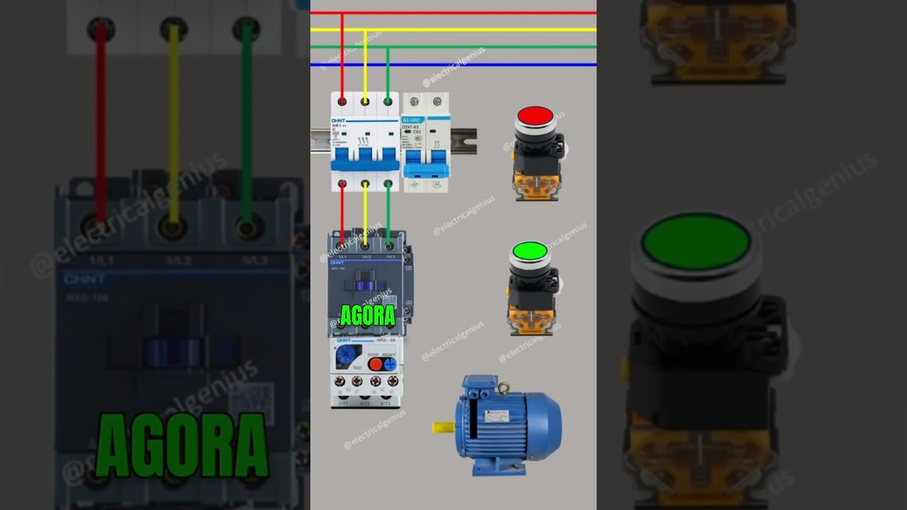 Partida direta com contato de selo, circuito trif&aacute;sico #motoreletrico #trifasico #comando #eletrica
