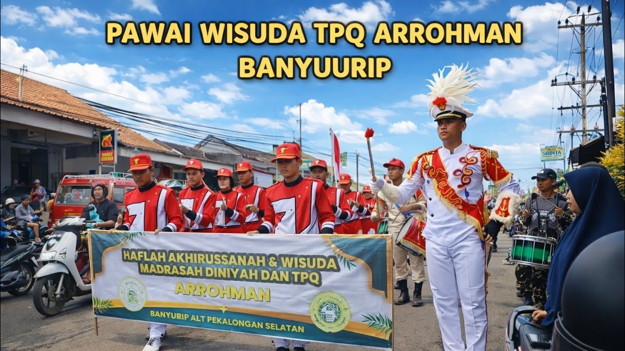 Pawai ta'aruf TPQ ARROHMAN BANYUURIP ALIT DI IRINGI MB SATRIA BAHARI DAN DRUMBAND KI JOKO REKSO