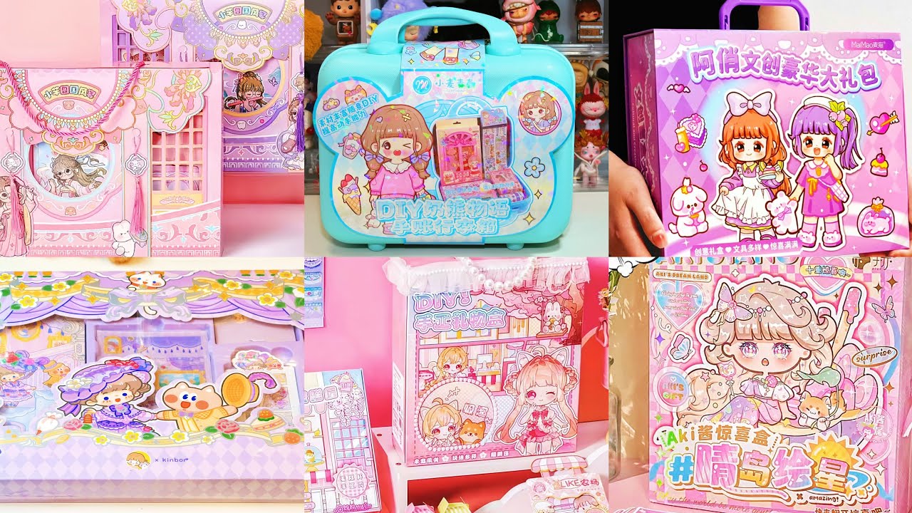 Unbox kawaii stickers stationery box set🎁ASMR unboxing stickers journal compilation