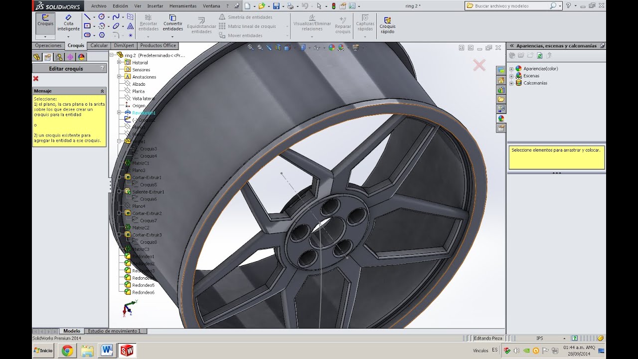 Llanta en Solidworks  Ring en Solidworks  en 2014