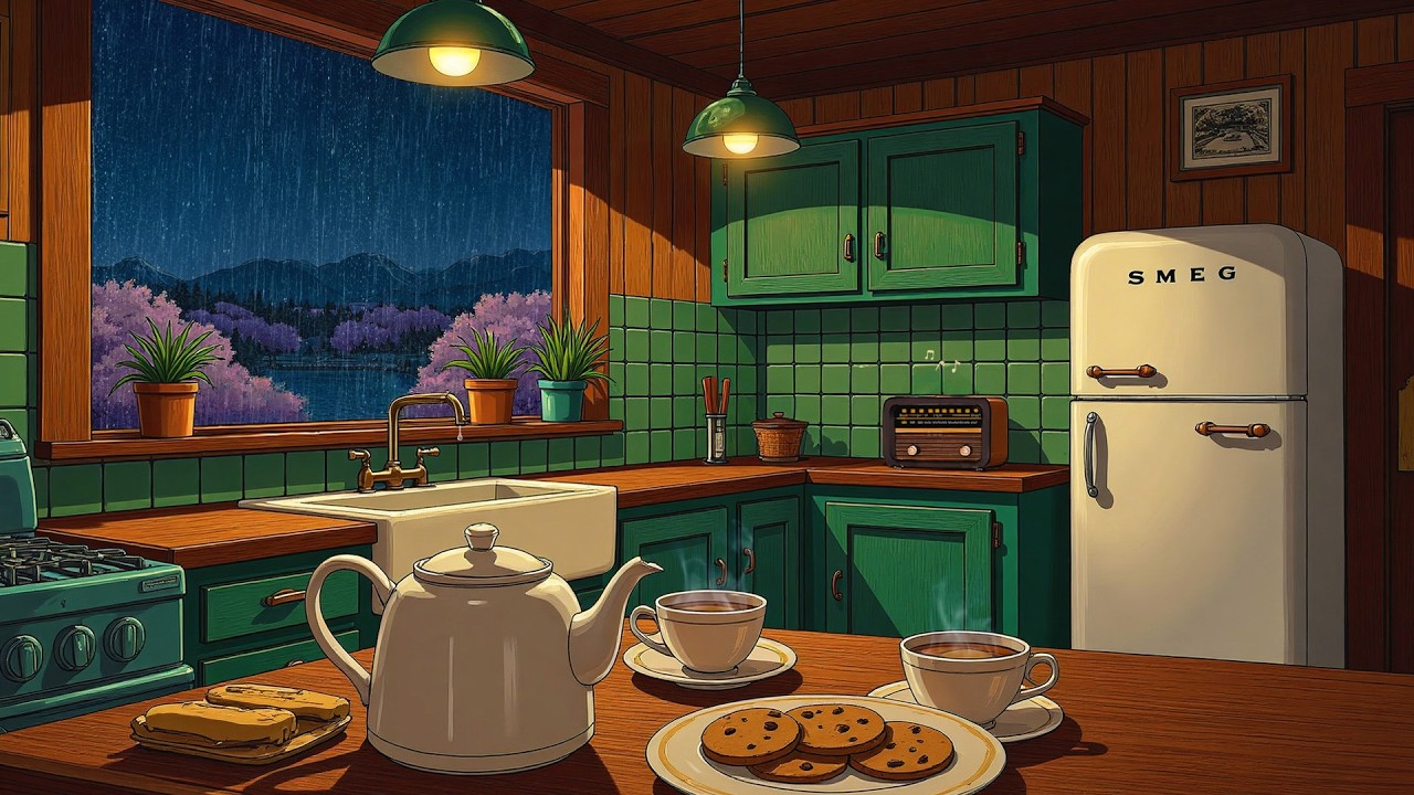 lost in 1949's cozy night listening to vintage oldies playing from another room (relax/study/sleep)