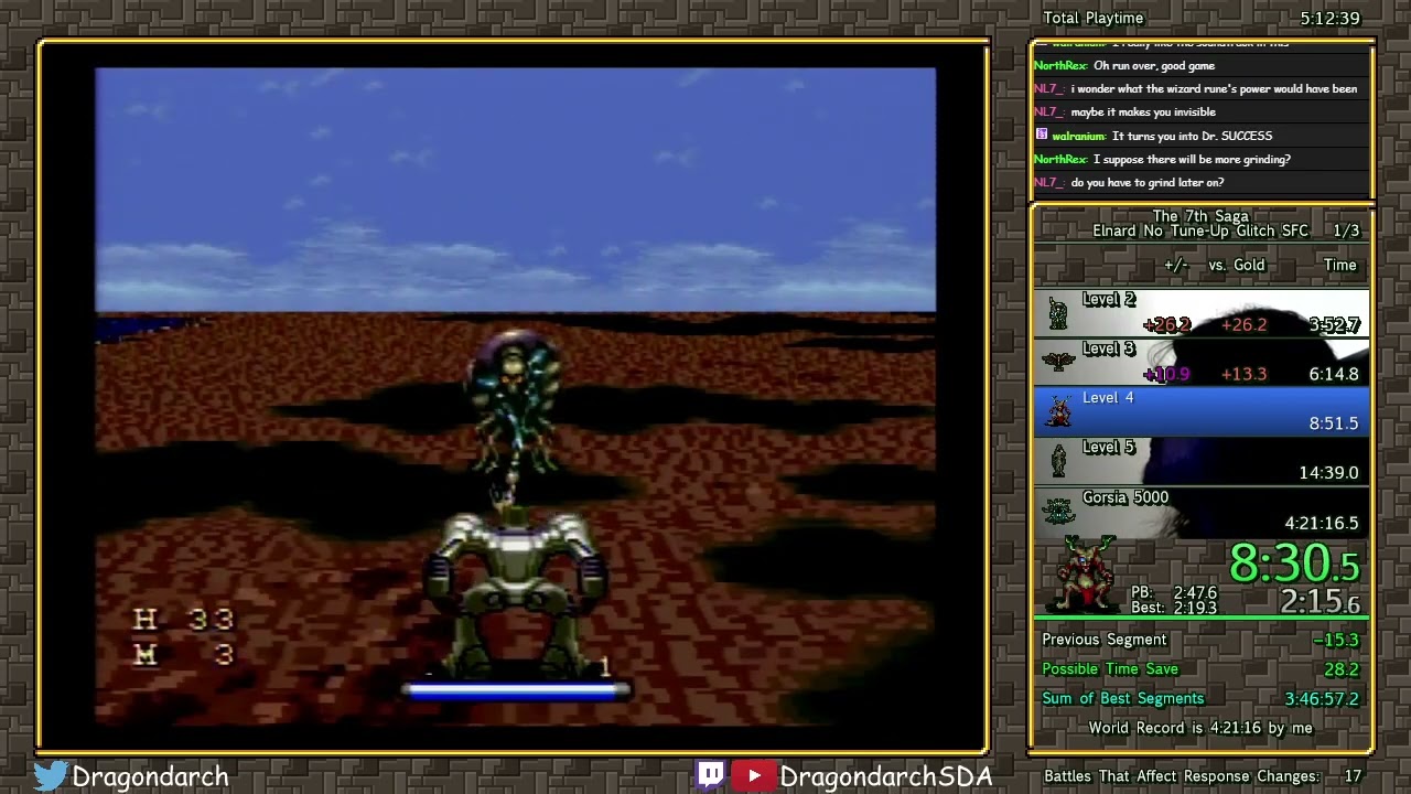 (SNES) Elnard - Any% No Tune Up Glitch in 4:17:00