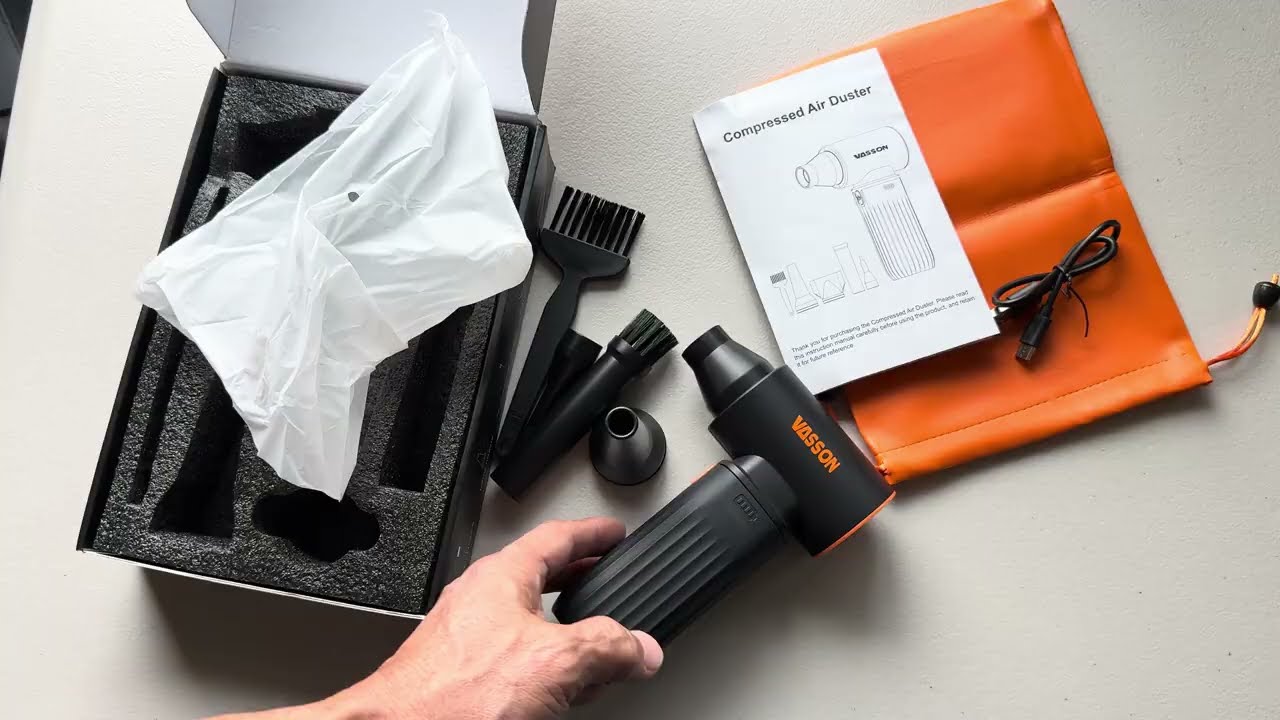 Unboxing of Vasson Compressed Air Duster, 260000 rpm, Cordless Electric Air Blower
