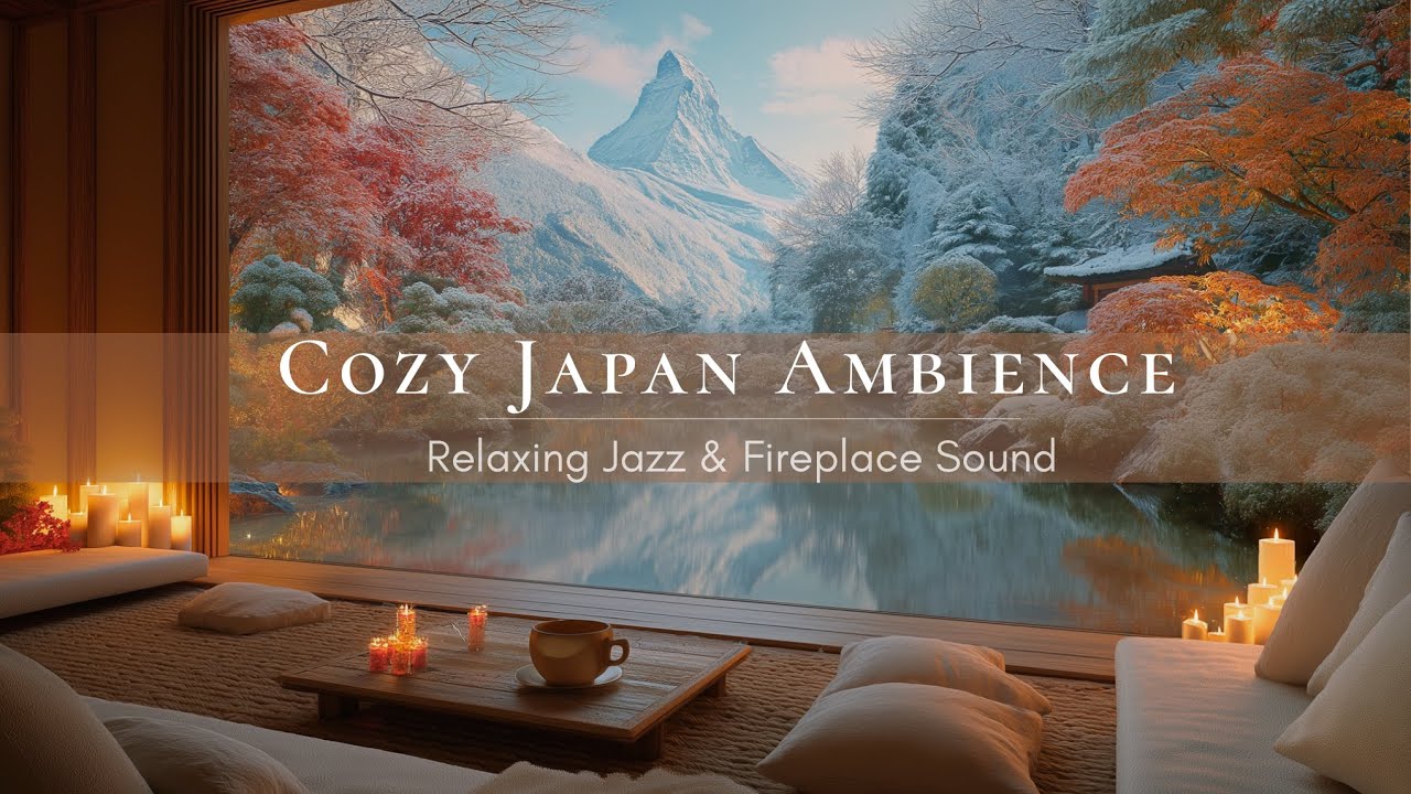 Cozy Japan Winter Ambience ❄️ | Relaxing Jazz, Fireplace Warmth for Sleep, Study, Work