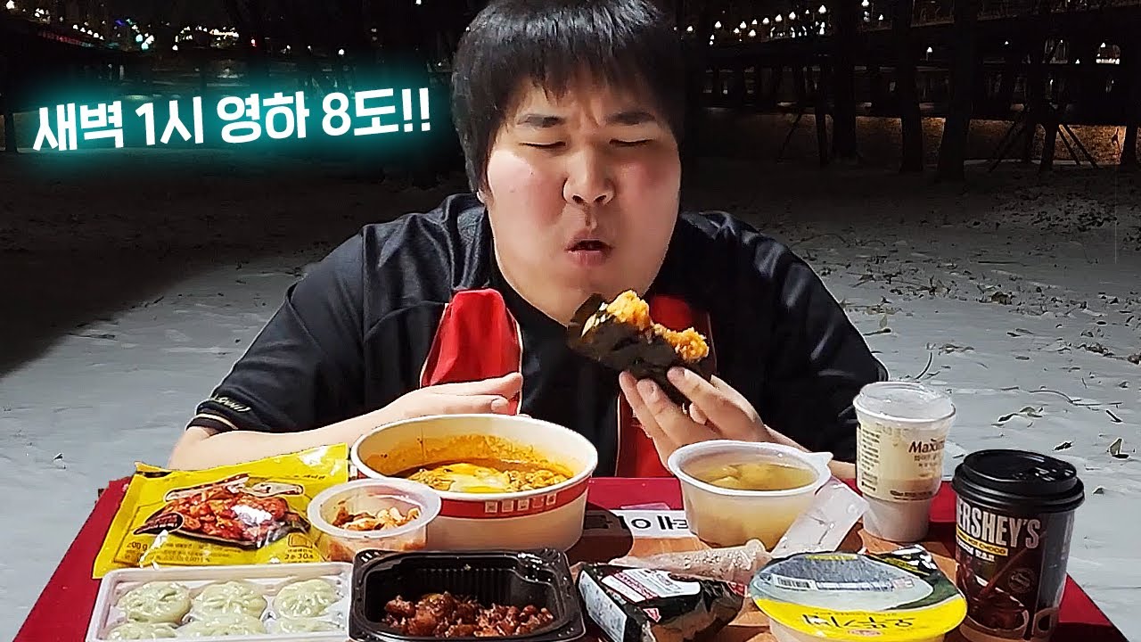 영하8도 한강에서 편의점먹방!! [ Convenience store Mukbang ]