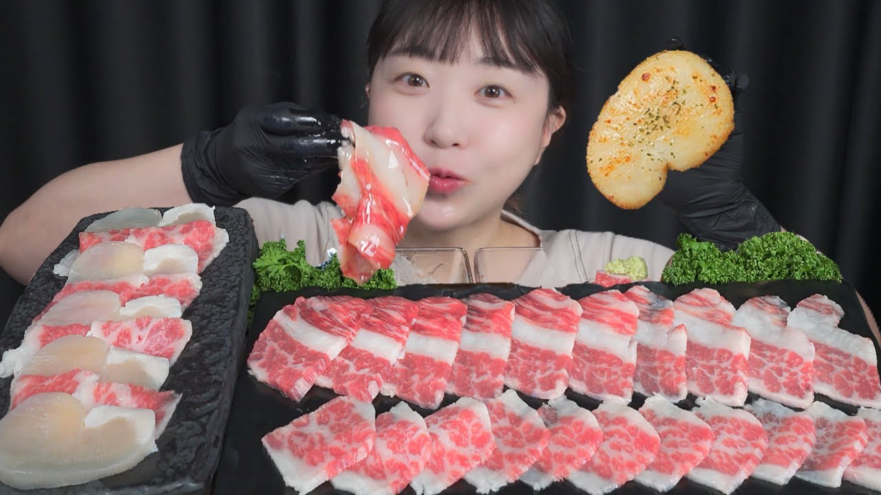 Юкхве из говяжьей грудинки & Сырые гребешки / Mukbang