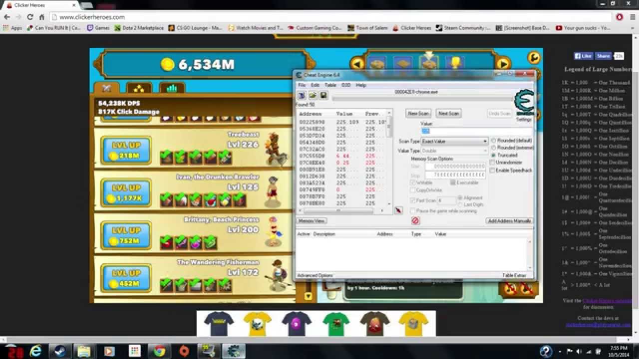 Clicker heroe's V0.15b levels hack (Cheat Engine)