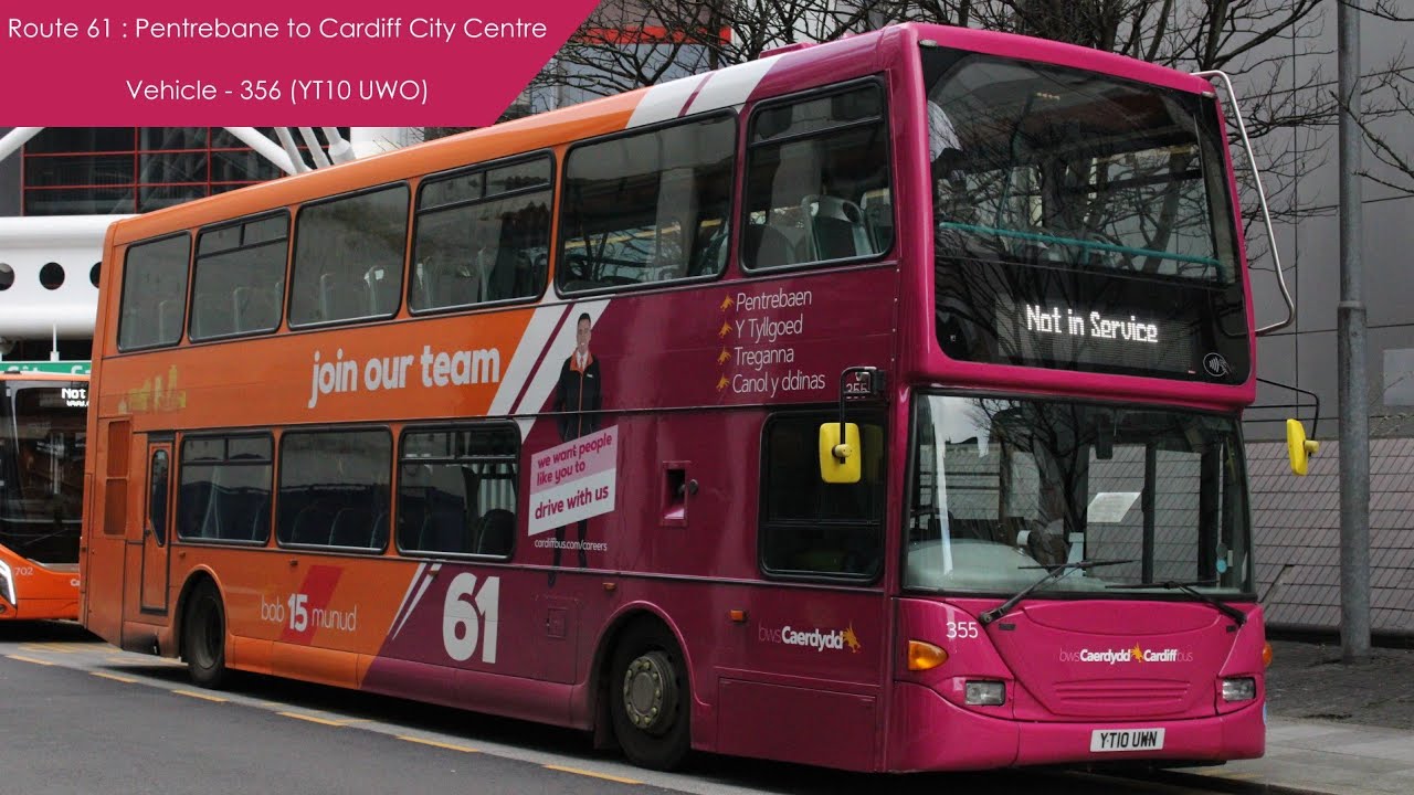Route Visual (TIMELAPSE) - Cardiff Bus Route 61 (Pentrebane - City Centre)