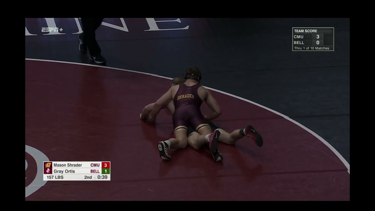 157lbs Mason Shrader (Central Michigan) vs Gray Ortis (Bellarmine)