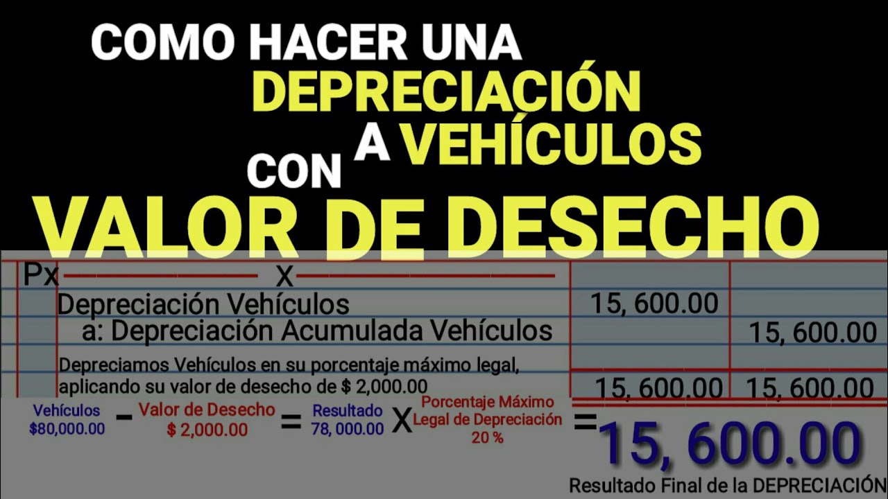 COMO HACER UNA DEPRECIACIÓN A VEHICULOS CON VALOR DE DESECHO  O RESIDUAL [BIEN EXPLICADO]