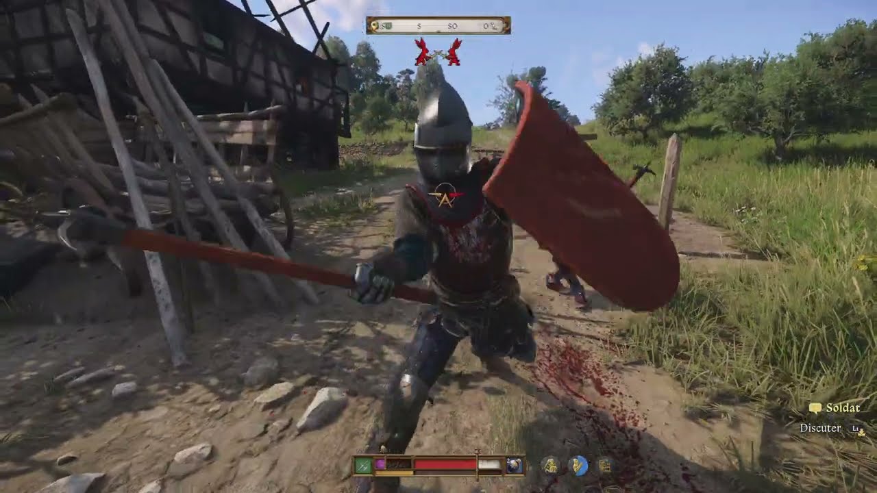 Kingdom Come Deliverance II (4K) combat a l'arbalete et arme d'hast
