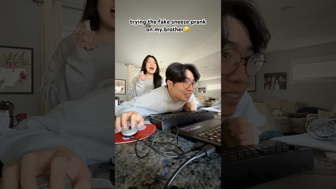 Fake sneeze prank on my brother 🤣