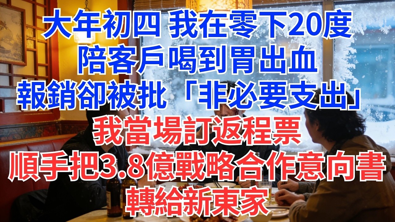 大年初四零下20度陪酒，報銷竟被駁回：「非必要支出！」我沒吵沒鬧訂了返程票…順手把5億合作案轉給新東家#為人處世#生活經驗#情感故事#职场