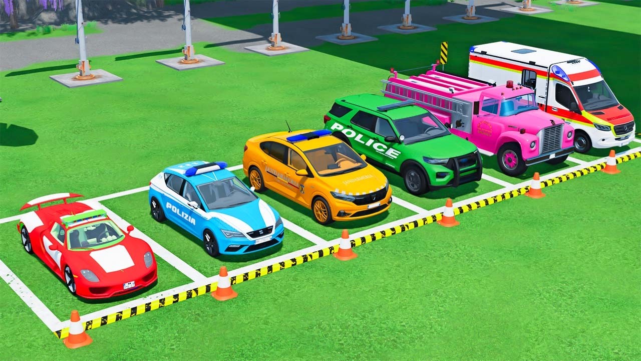 GO GAME - TRANSPORTING POLICE CARS, AMBULANCE VEHICLES, FIRE TRUCK WITH MAN TRUCK ! FS22 #109