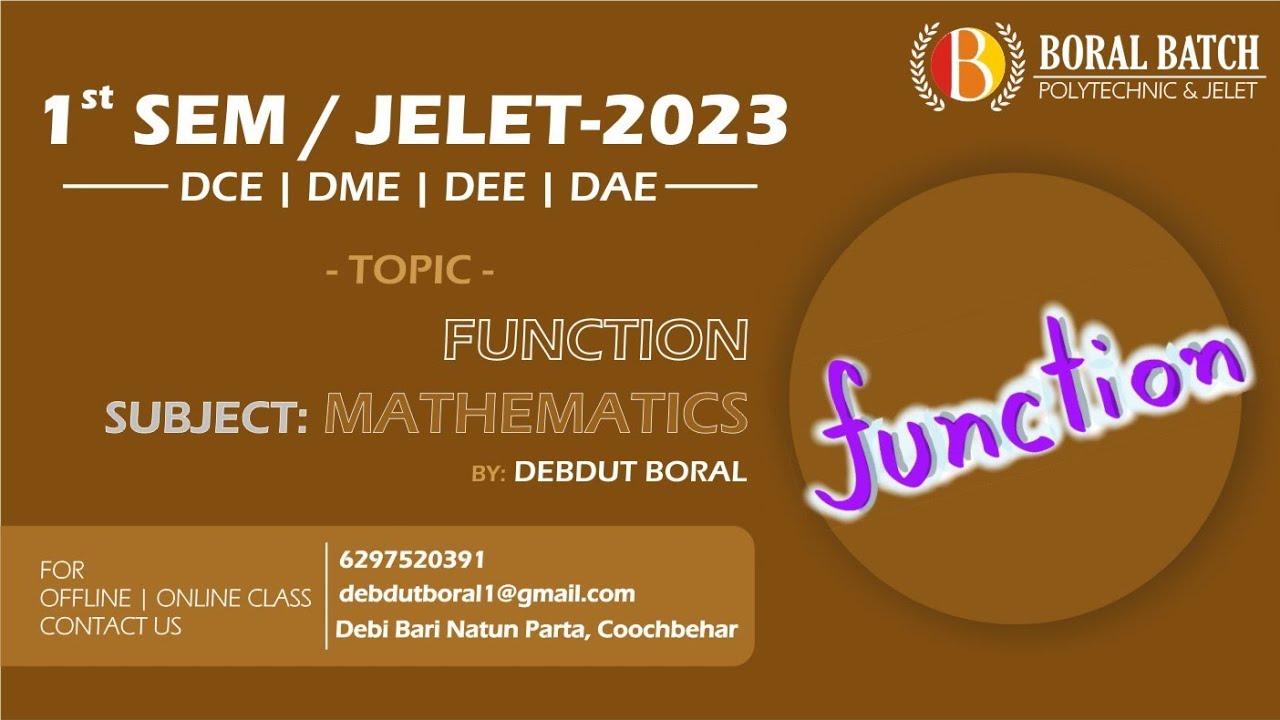 JELET 2023 || Mathematics || Function || L-1 || @DebdutBoral