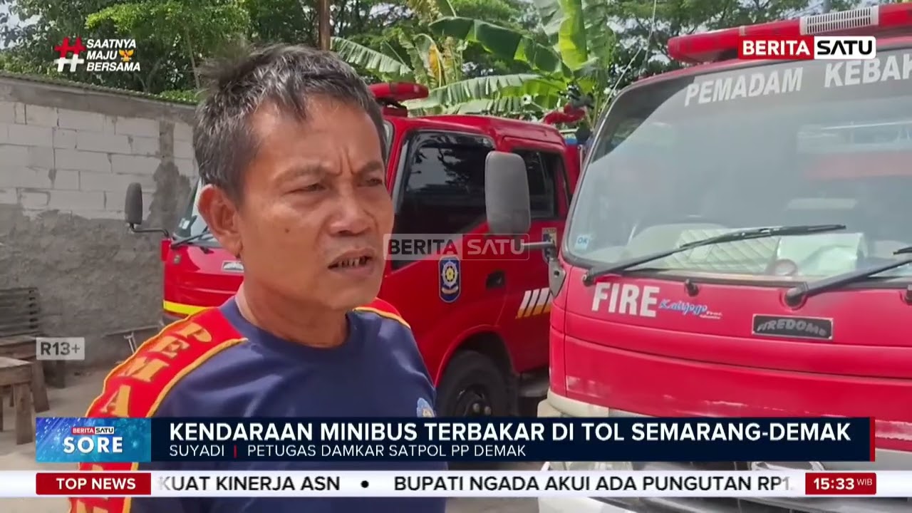 Minibus Terbakar di Tol Demak-Kudus