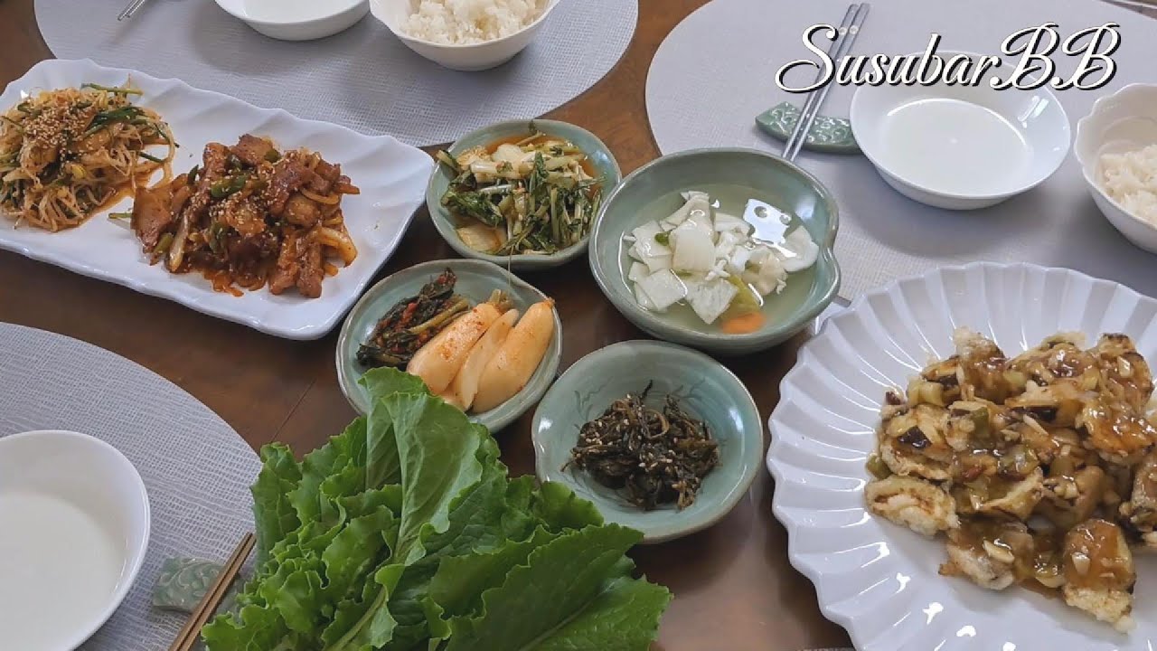 가지깐풍기&삼겹살볶음& 🍲#엄마의봉봉식단 #가지탕수#삼겹살볶음#중국음식 #Eggplant_Tangsuy #Stir_fried_Pork_Belly #Korean_Food_Set