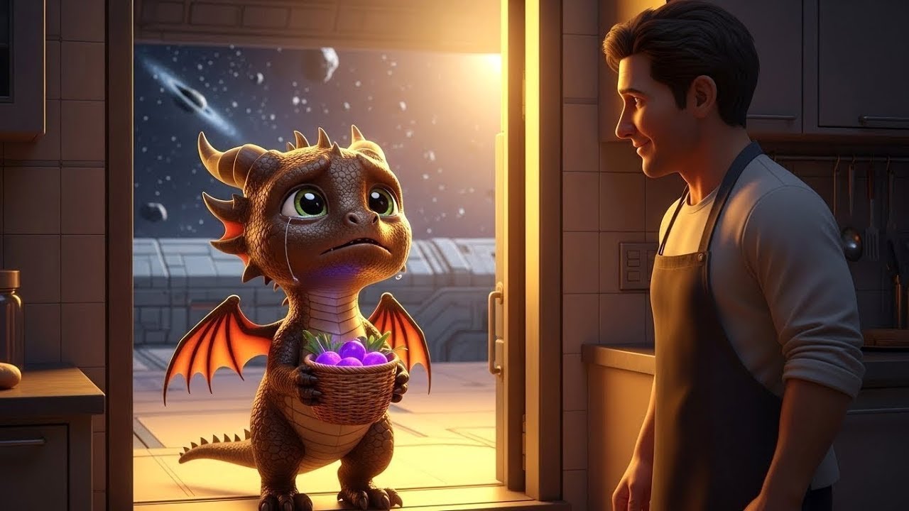 El pequeño dragón le llevó verduras a un chef humano: 