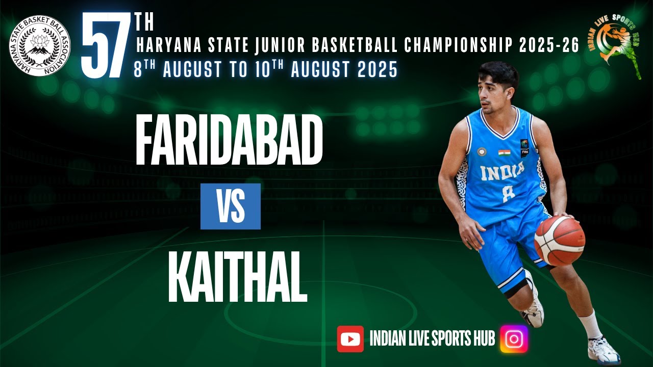 Live 🔴 || FARIDABAD VS KAITHAL | 57th Haryana State Junior Basketball Championship