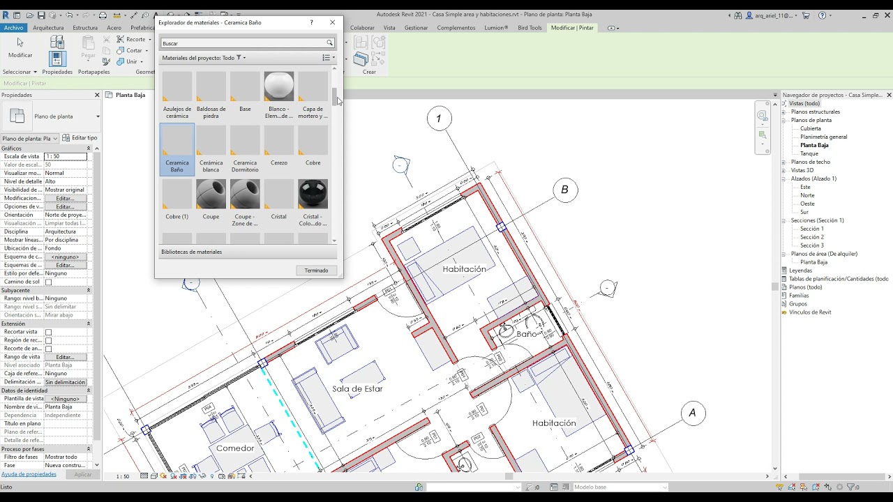 Revit Texturas en ambientes