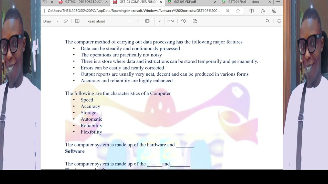 BASIC CONCEPTS OF COMPUTER SUMMARY {( COMPUTER FUNDAMENTALS GST103)}