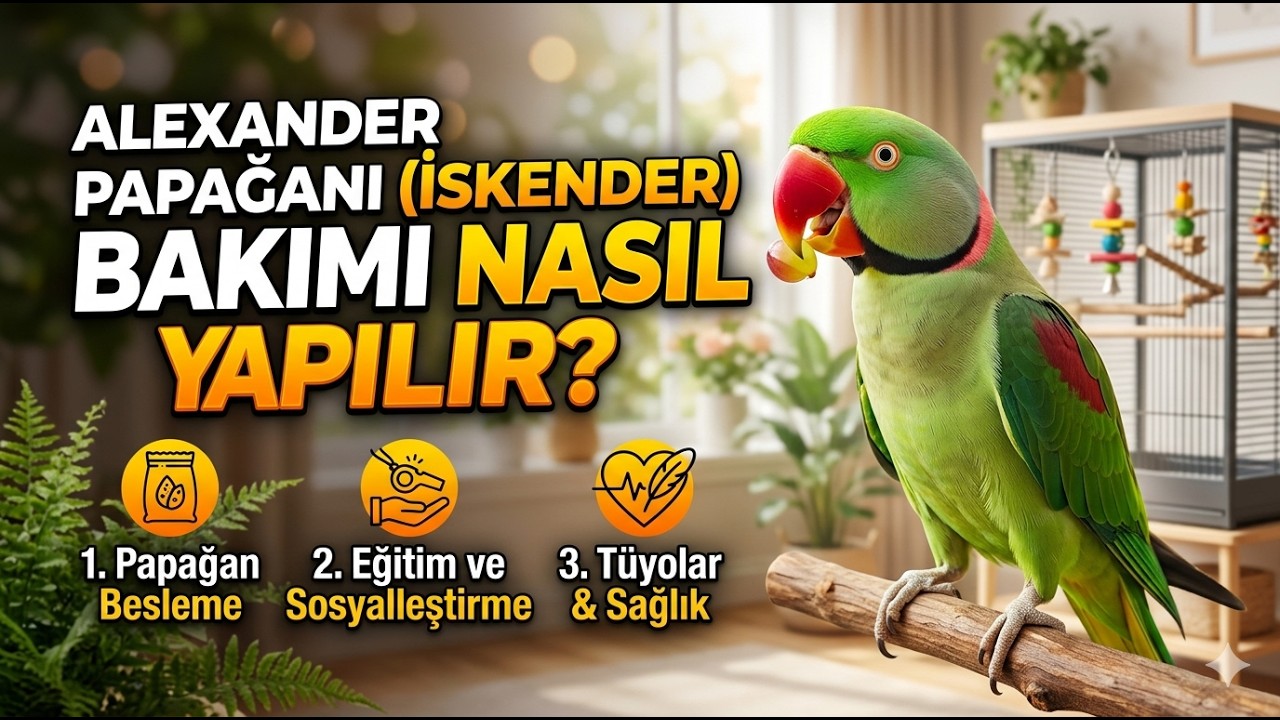 Alexander Papağanı (İskender) Bakımı Nasıl Yapılır? | Papağan Besleme, Eğitim ve Tüyolar