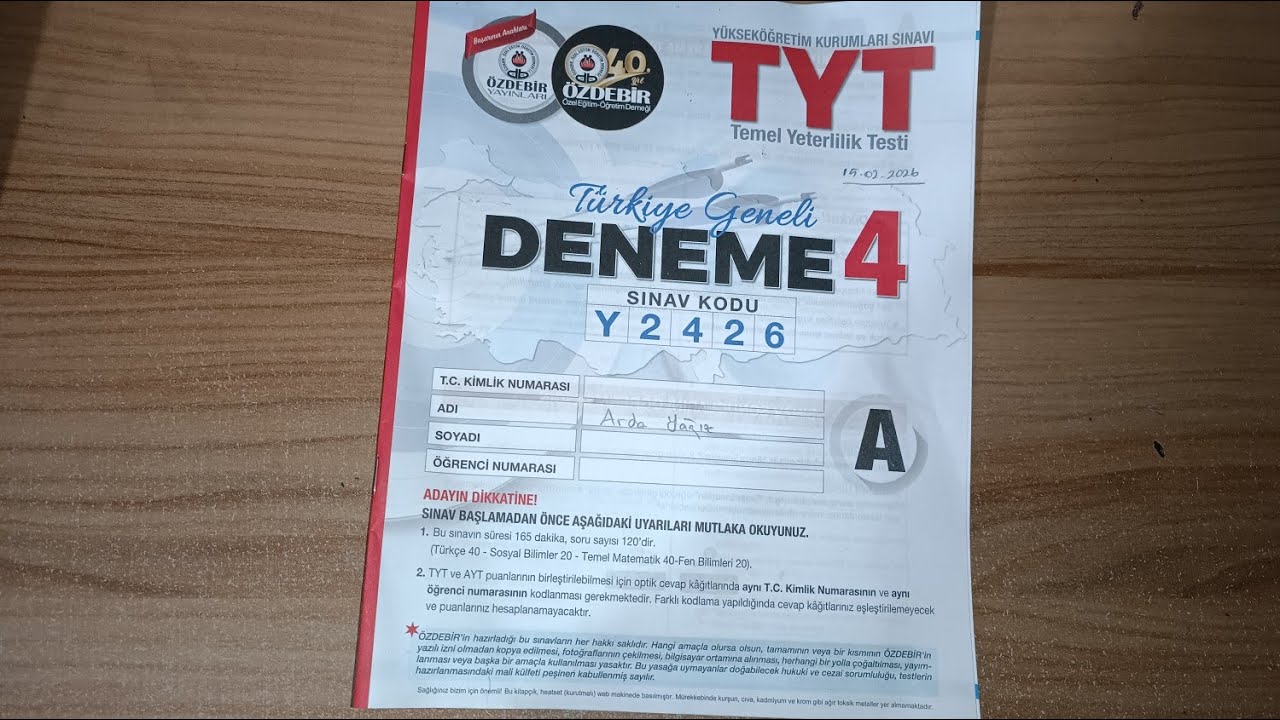 &Ouml;zdebir TYT 4 TG Deneme Yorumum (spoiler i&ccedil;erir!) #yks2026 #yks #tyt