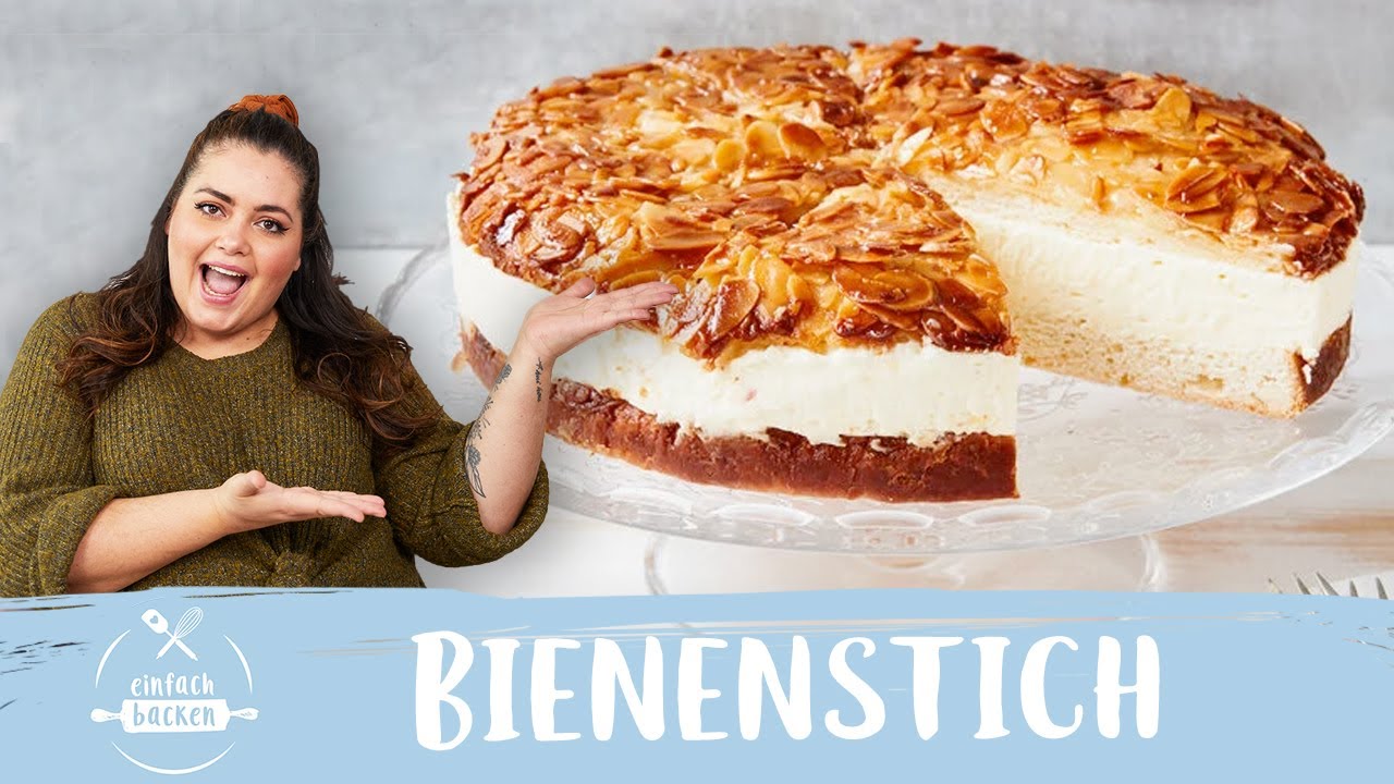 Bienenstich mit Vanillecreme | Bienenstich-Torte mit Vanillepudding 🐝  I Einfach Backen