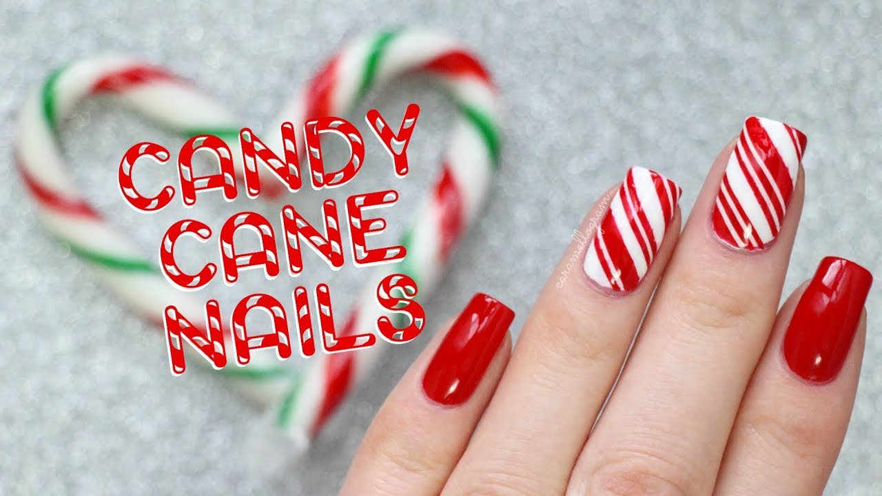 Easy Candy Cane Nails || Christmas Nails || caramellogram