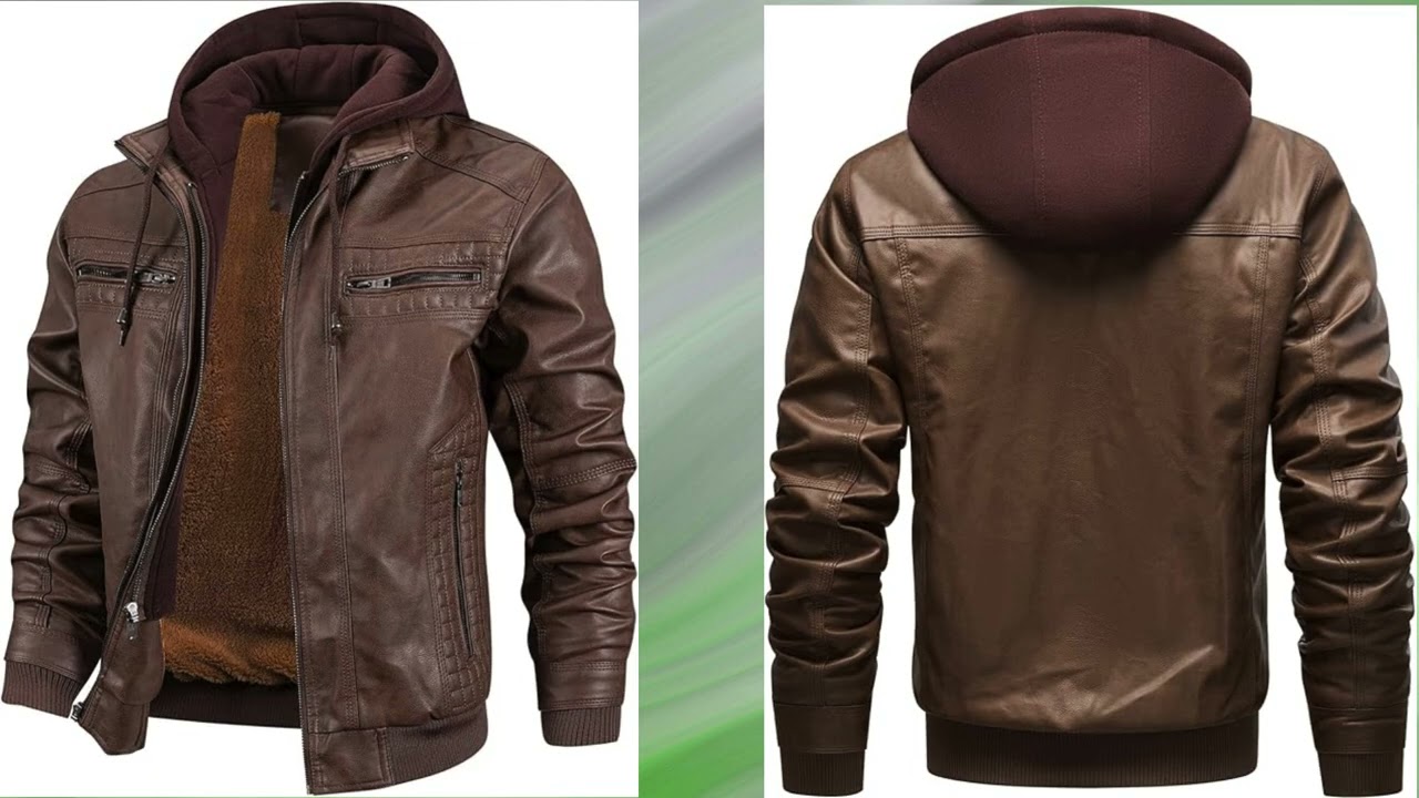 INVACHI Men's Leather Jacket Motorcycle Bomber Jacket Windproof PU Vintage Jacket