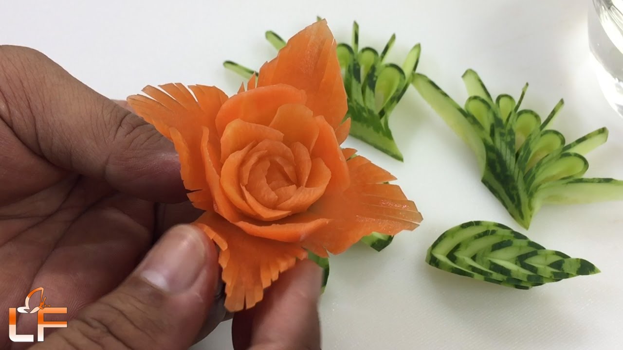 How To Make Flower From Carrot Garnish - Carrot Flower Carving Design