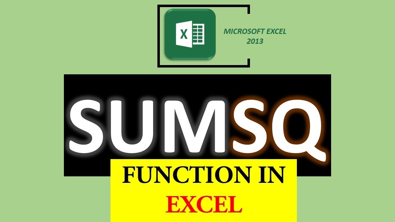 6. SUMSQ function in excel