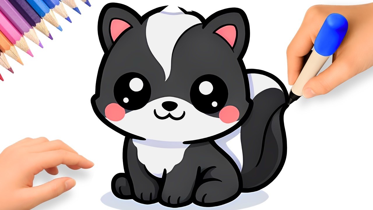 COMMENT DESSINER UNE MOUFFETTE FACILE PAS À PAS 🦨✨