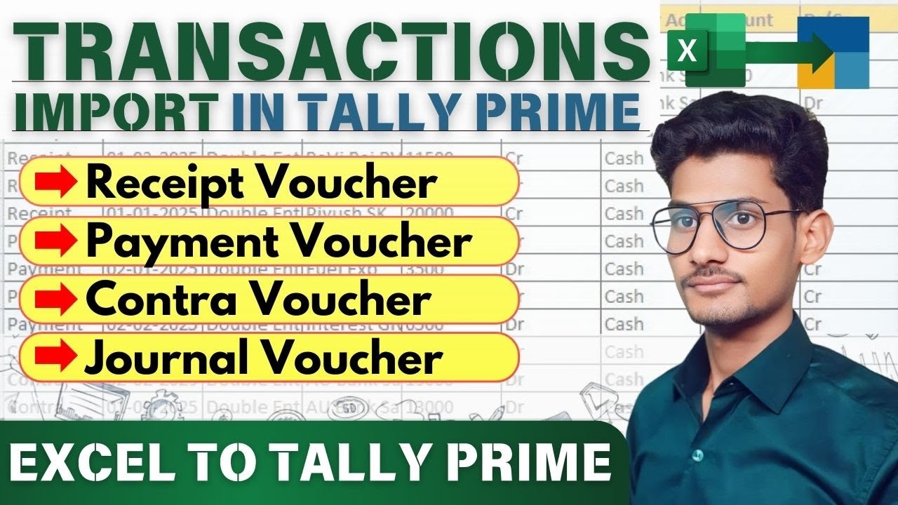 Receipt, Payment, Contra & Journal Entries Import In Tally Prime | Double Entry Mode Guide