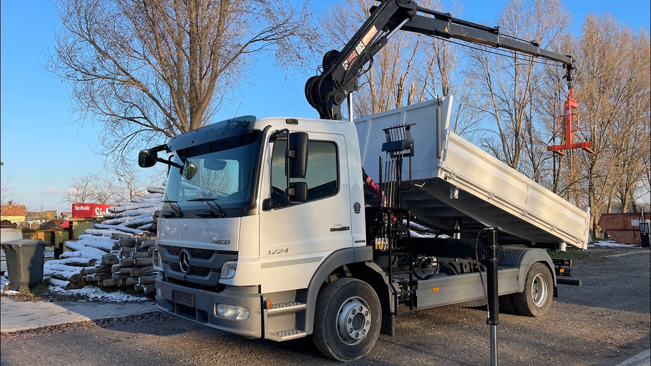 Mercedes-Benz ATEGO 1224 Hiab 085 5kitolós daruval 3oldalra billenő plató
