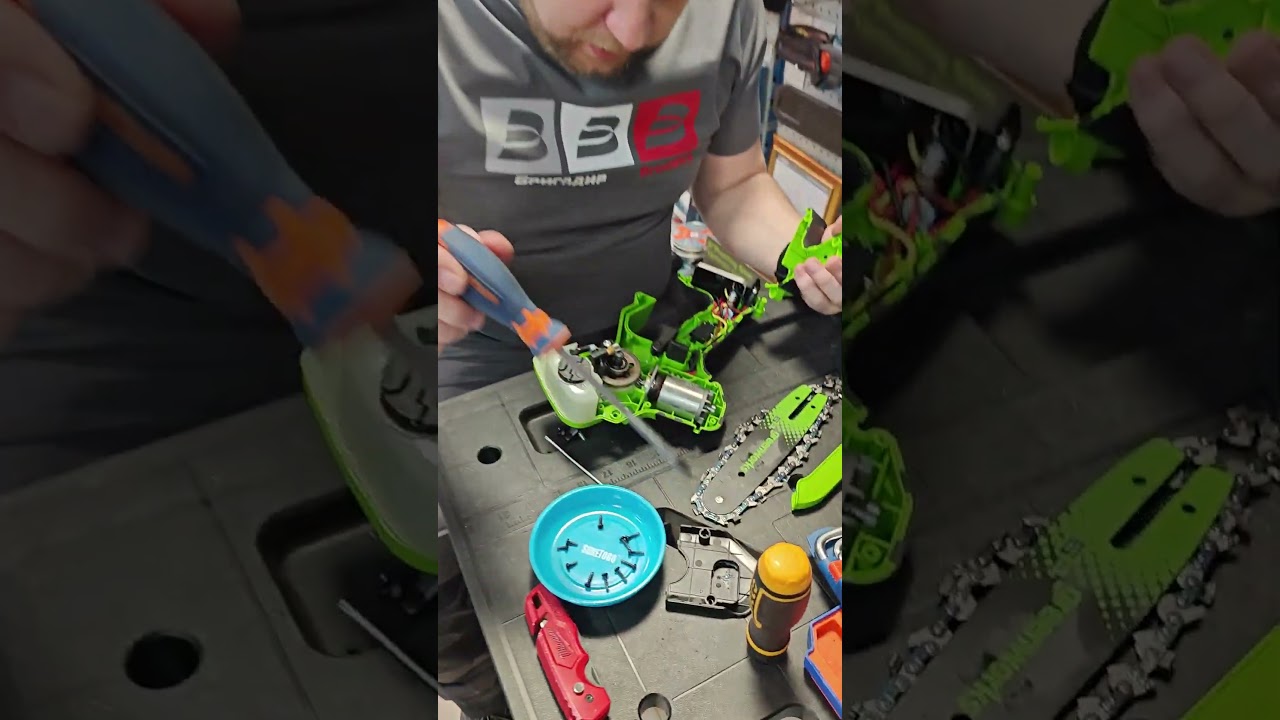 Топовая компактная Greenworks GD24CS15, взгляд изнутри #цепнаяпила #разборинструмента #greenworks