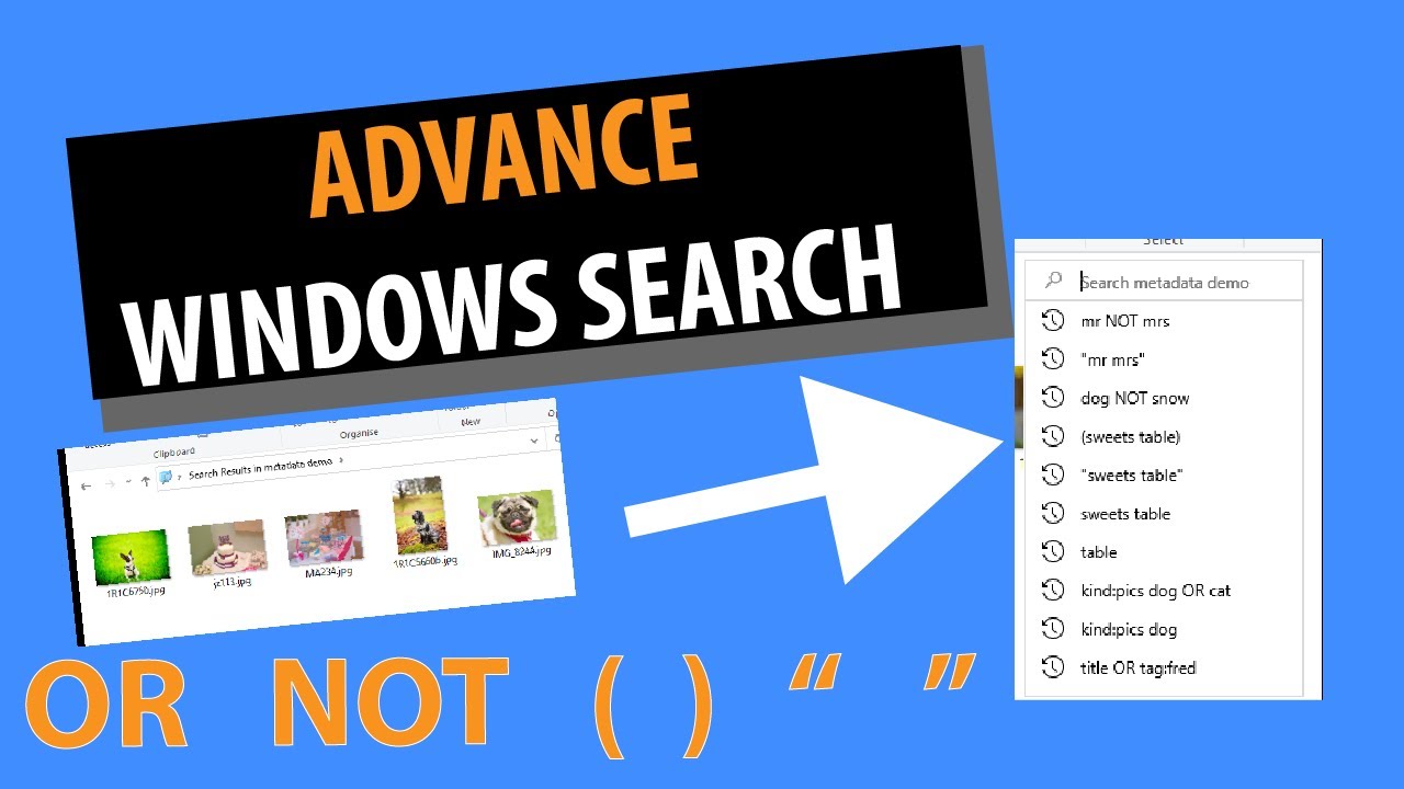windows search metadata simple syntax to find files fast