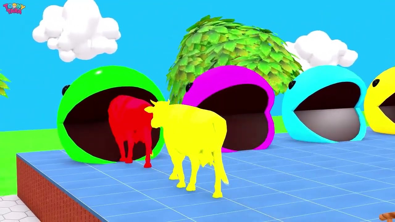 Long Slide Game with Cow Lion Elephant Gorilla Monkey 3d Animal Game Funny 3d Animals