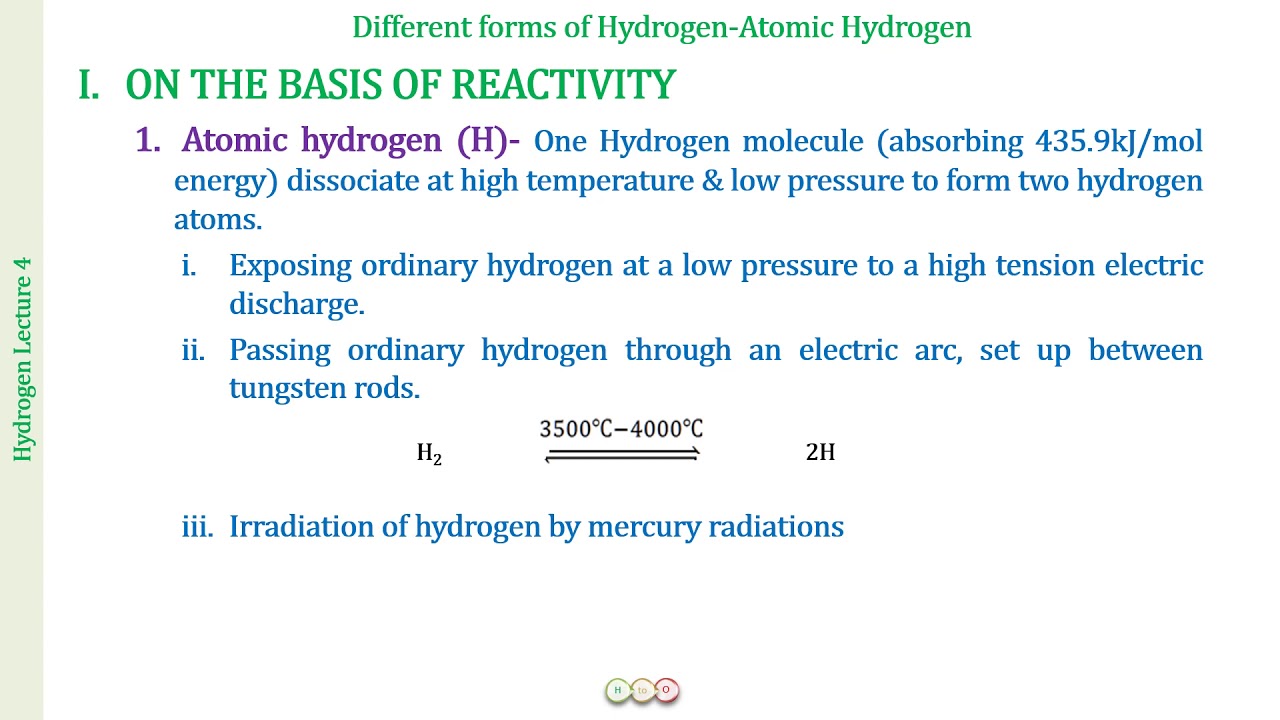 TYPES OF HYDROGEN/ATOMIC VS NASCENT HYDROGEN- HYDROGEN -4