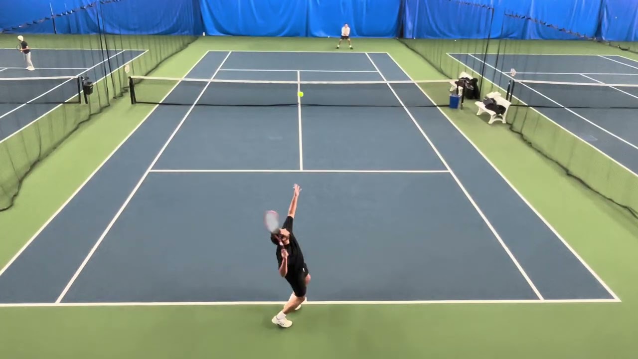 A shocked Elie Mamiye falls to Joseph Jemal in straight sets. 6-4, 6-2 