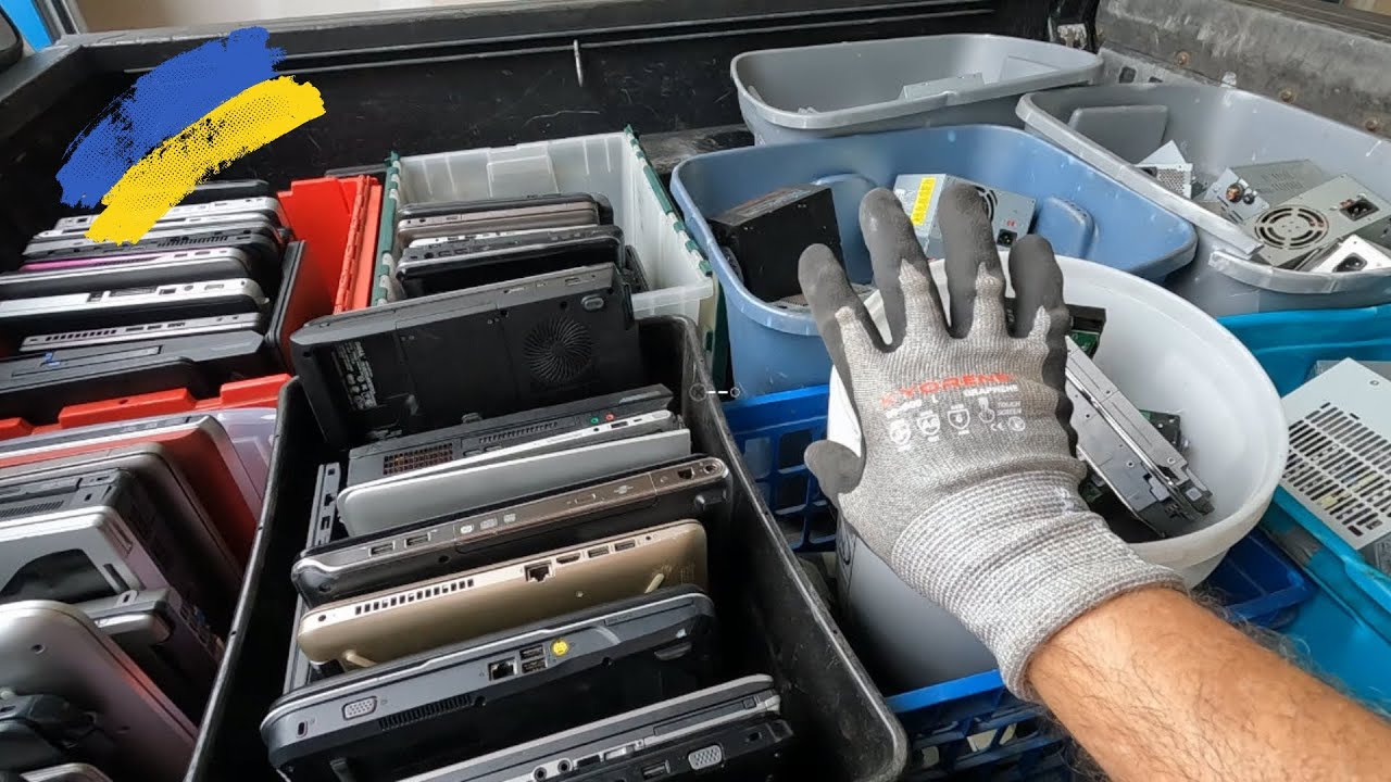 Ewaste Scrapping laptops, electrical and new gloves