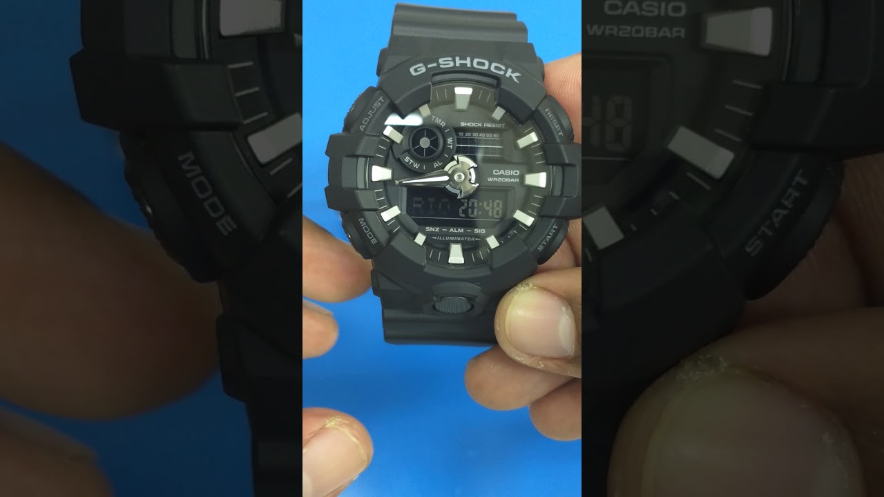 Como Ajustar o Relógio Casio Gshock  GA700 - Ajustar o Ponteiro Com o Digital