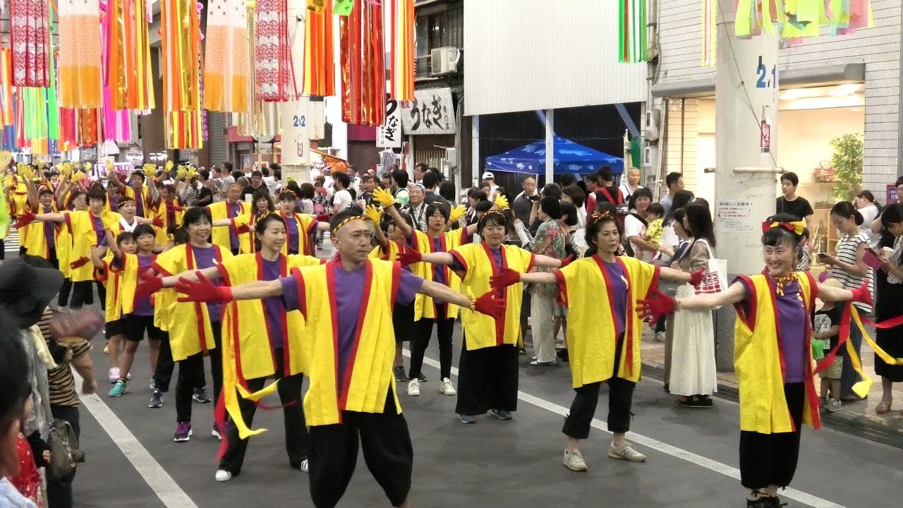 「ワッショーいちのみや”irie dance club、一宮市聴覚障害者協会、一宮市ジュニアリーダークラブ連、Team Shall weダンス!?連、丹陽西キラキラ星”」一宮七夕まつり2019