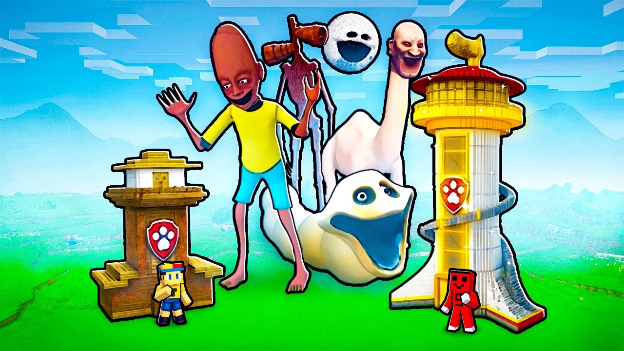 PAW PATROL KULESİ vs MOB SAVAŞI !! - Minecraft