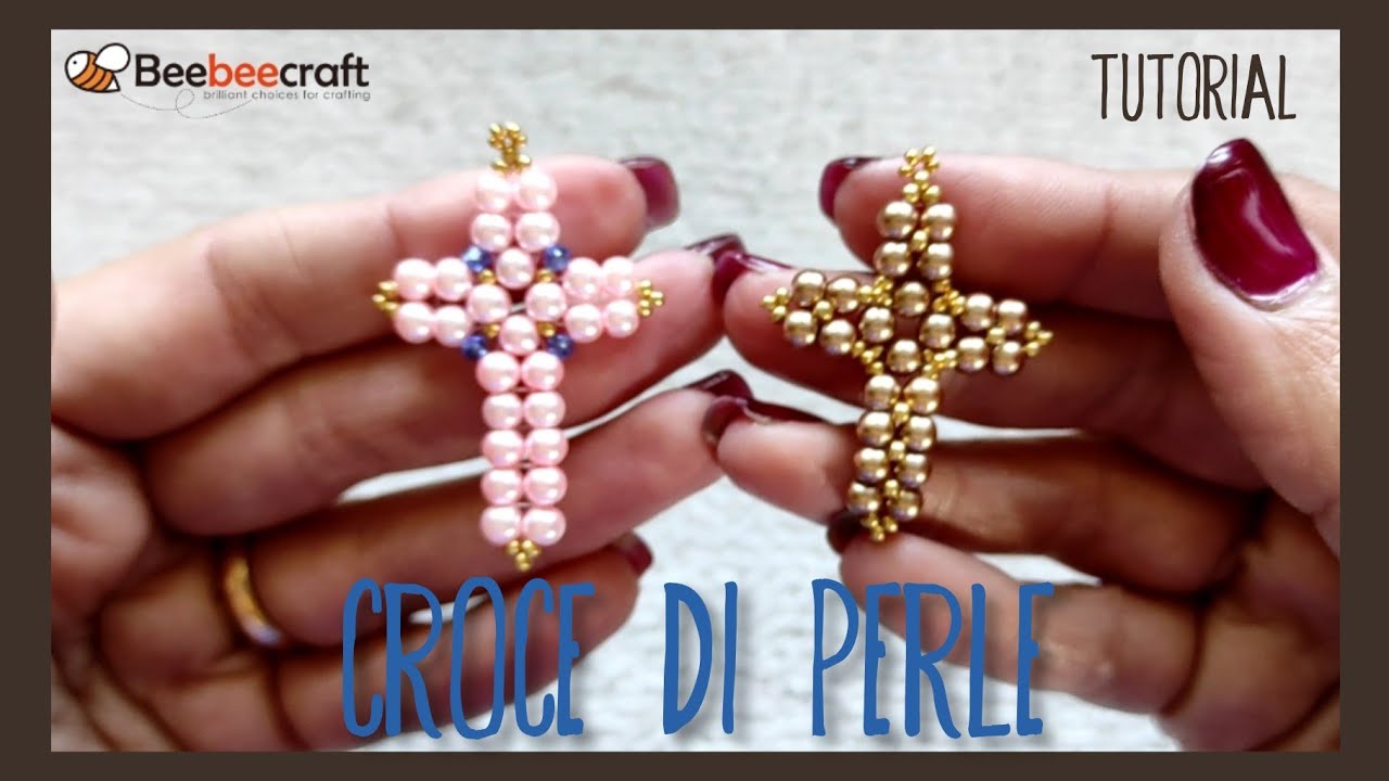 #tutorial #perline #ciondolo - CROCE DI PERLE - con @Beebeecraft