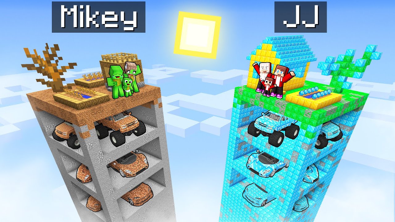 Mikey Family POOR vs JJ Family RICH Chunk With Cars in Minecraft (Maizen)