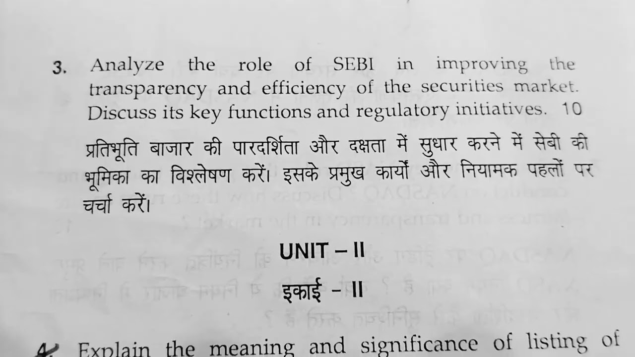 Master of Commerce Stock Market Operations December 2024 question paper