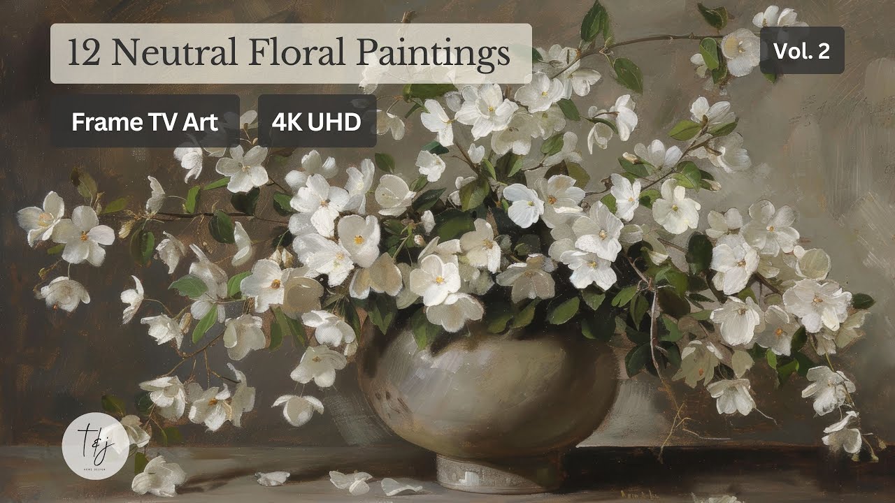 Hydrangea Summer TV Art Slideshow Screensaver | 4K Neutral Vintage TV Art Painting